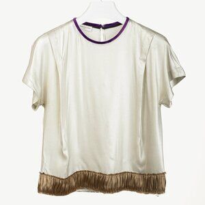 Dries Van Noten Champagne Silk Gathered-Hem Blouse